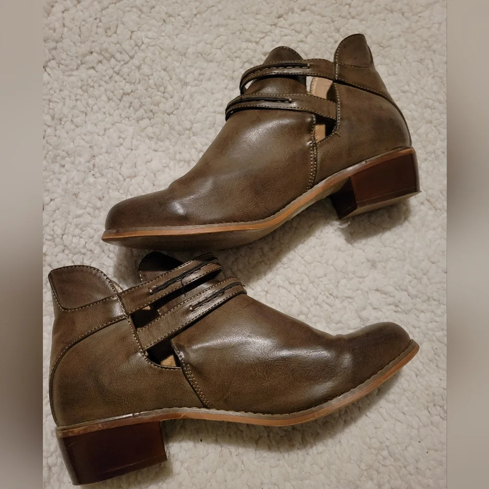 CATO Buckle Strap Ankle Boots Brown Size 8 - Picture 5 of 16